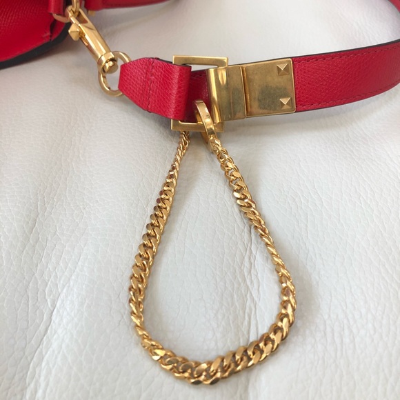 New Valentino VSLING Lipstick Red Leather Bag Satchel Medium Rockstud Perfect - Picture 16 of 16